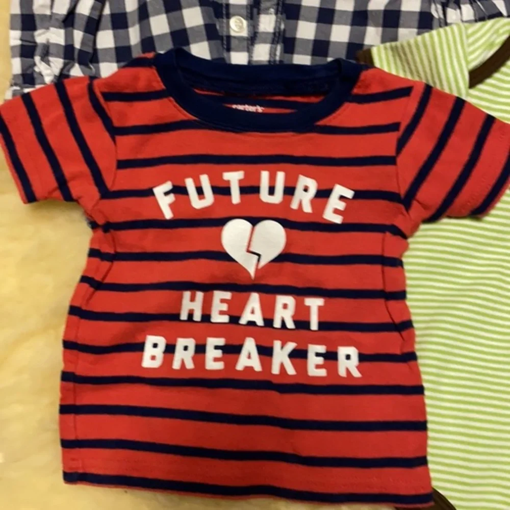 Carter’s Boys 12M 4pc Plaid Shirts Bodysuit Tee Clothing Lot